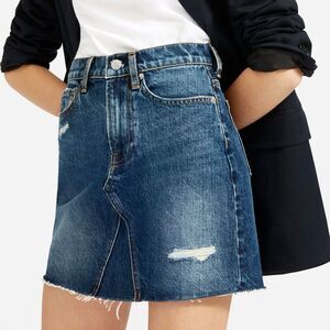 Everlane Deconstructed Denim Skirt Women’s 28 Blue Short Mini Ripped Fray Hem